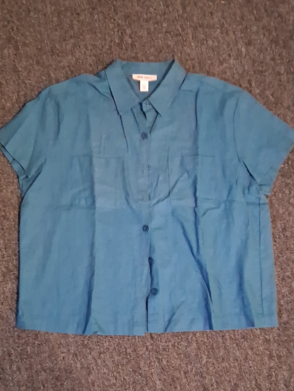 Nine West Teal Button Up Blouse